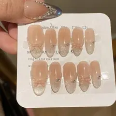 可愛い　リボン　ネイルチップ XS