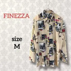 フィネッツ【M】総柄長袖シャツ レトロ 派手 個性 ヴィンテージ メンズライク