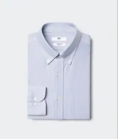 UNIQLO スリムフィット 青ストライプ シャツ M