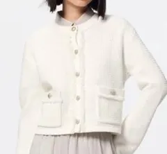 GU フリンジダブルポケットニットカーディガン M