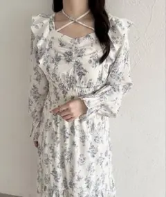 apres jour 花柄フリルクロスワンピース