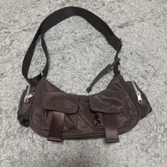 ブラウンナイロンショルダーバッグ