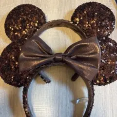 ミニー・ミッキーマウス耳型カチューシャ茶色セット売り