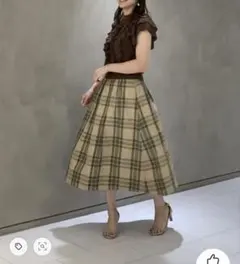ANAYI アナイ　チェックタフタバイヤススカート　サイズ36