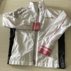 DIADORA ジップアップジャケット ホワイト/ピンク　M