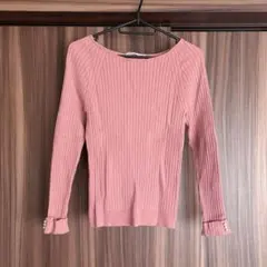 ★アプワイザーリッシェ★パールボタンリブニット★長袖ピンク★