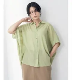 YECCA VECCAバックギャザー半袖シャツ シアーブラウス ゆったりサイズのサムネイル