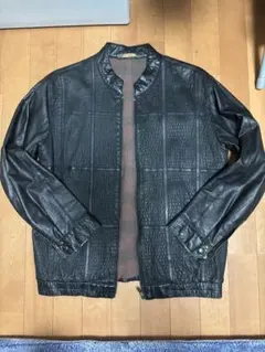 ブラックレザージャケット パターン入り