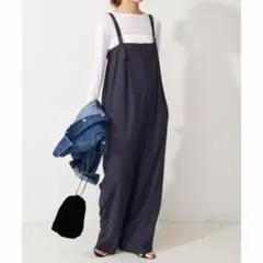美品✨24AW スピックアンドスパン ベア オールインワン ネイビー 38