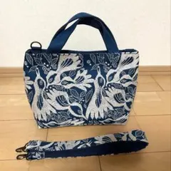 ミナペルホネンswing blueを両面でトートバッグ ハンドメイド - メルカリ