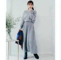 タイムセール！プラステ アルパカ混 ニットアップ セットアップ グレーМ