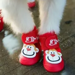 ペット用靴 サルの顔プリント 4足セット