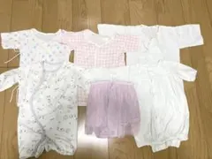ベビー服肌着セット 6点 白 ピンク パープル　50〜70 女の子赤ちゃん
