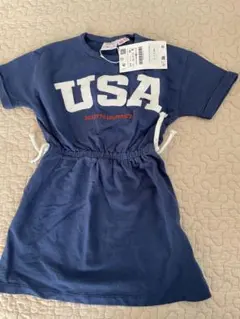 ZARA USAプリント ネイビー ワンピース 98cm