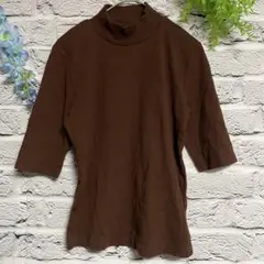 M*a様 ZARA リブ編み カットソー ブラウン 五分袖 M