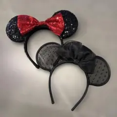 ミニーマウス耳カチューシャ 2種類セット