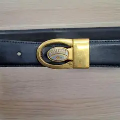 GUCCI 黒 レザーベルト 金色バックル
