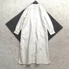 無印良品【M】白 ロングワンピース スタンドカラー 長袖 春夏 カジュアル