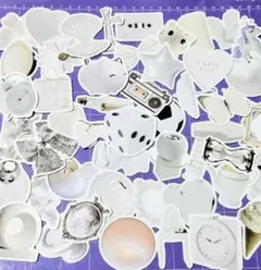 ホワイトステッカー50枚セット 白シンプルかわいいかっこいいまとめ売りシール帳等