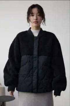 AZUL by moussy ボアブルゾン ボアキルティングジャケット ブラック