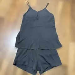 ジェラートピケ　キャミソールBASICカップ付リブショートパンツセット　グレー