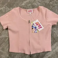【値下げ】APEE ピンク XS ジッパー付きピンクTシャツのサムネイル
