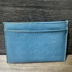 サ*キ様 COACH コーチ ロゴ総柄 エナメルカードケース ブルー 定期入れ