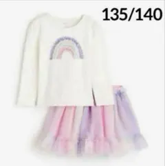 ☆新品☆H&Mトップス&スカート2アイテムセット♡レインボー♡135/140④