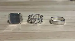 シルバーリング 3点セット メンズ レディース ユニセックス アクセサリー