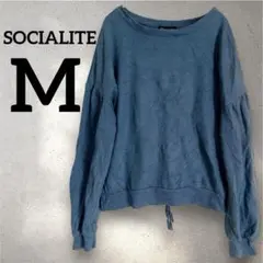 SOCIALITE 【M】長袖 トレーナー バックレースアップデザイン ブルー系