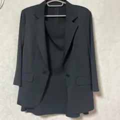 ひんやり肌感七分袖ネイビーシングルボタン ブレザースーツ