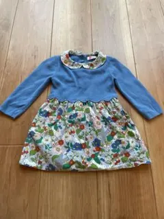 BabyBoden 花柄襟付きワンピース 92cm 青のサムネイル