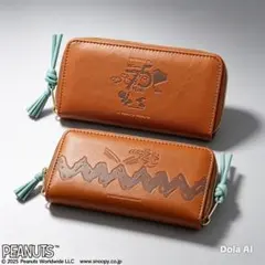 スヌーピー 高機能！ ブラウン小さな長財布 1/2のサムネイル
