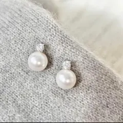 【ホワイト】一粒パール　ピアス　シルバー　クリップ　結婚式 真珠　キラキラ