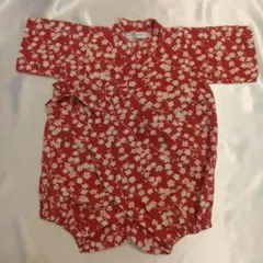 赤ちゃん用甚平　80cm　赤花柄