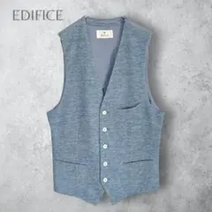 【EDIFICE エディフィス】　ベスト　44 コットン混　ブルー　水色
