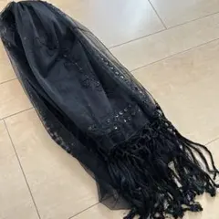 美品☆ブラックスパンコールストール