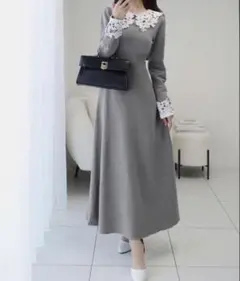 mily bilet レース襟　ニット　ワンピース