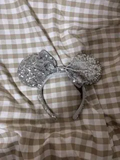 シルバー ミッキー耳カチューシャ