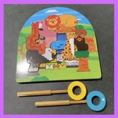 2層パズル アニマル探検隊 エドインター 木製パズル 欠品あり