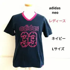 レディース Tシャツ 半袖 アディダス アディダスネオ ネイビー Lサイズ