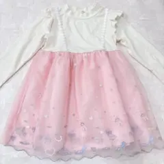 プリンセス風 ワンピース 110 チュール 花柄刺繍 女の子 ドレス