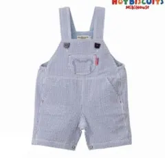 ミキハウス　HOT BISCUITS ストライプオーバーオール 80