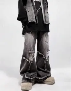 xu balloon pants デニムパンツ ダメージデニム y2k - メルカリ