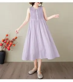 早い者勝ち ジャンパースカート ノースリーブ シンプル 前ボタン 夏にぴったり