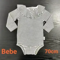 【美品】 Bebe 白黒ストライプ ロンパース