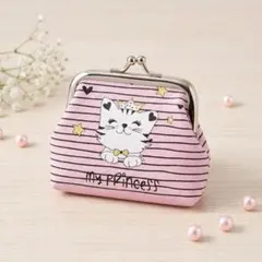 がま口 財布 小物入れ 猫 王冠 ピンク 小銭入れ コインケース ミニポーチ