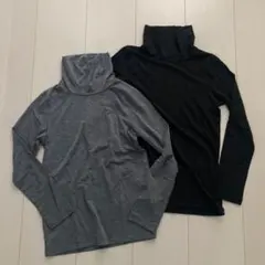 【ユニクロ】ヒートテック　肌着　アンダーシャツ　2枚セット　黒　グレー　120②