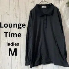 【LoungeTime 】レディース　ポロシャツ　シンプル　無地　綿　M 黒