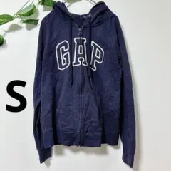 断捨離様専用★GAP ロゴ ビッグロゴ ジップパーカー ネイビー S フルジップ